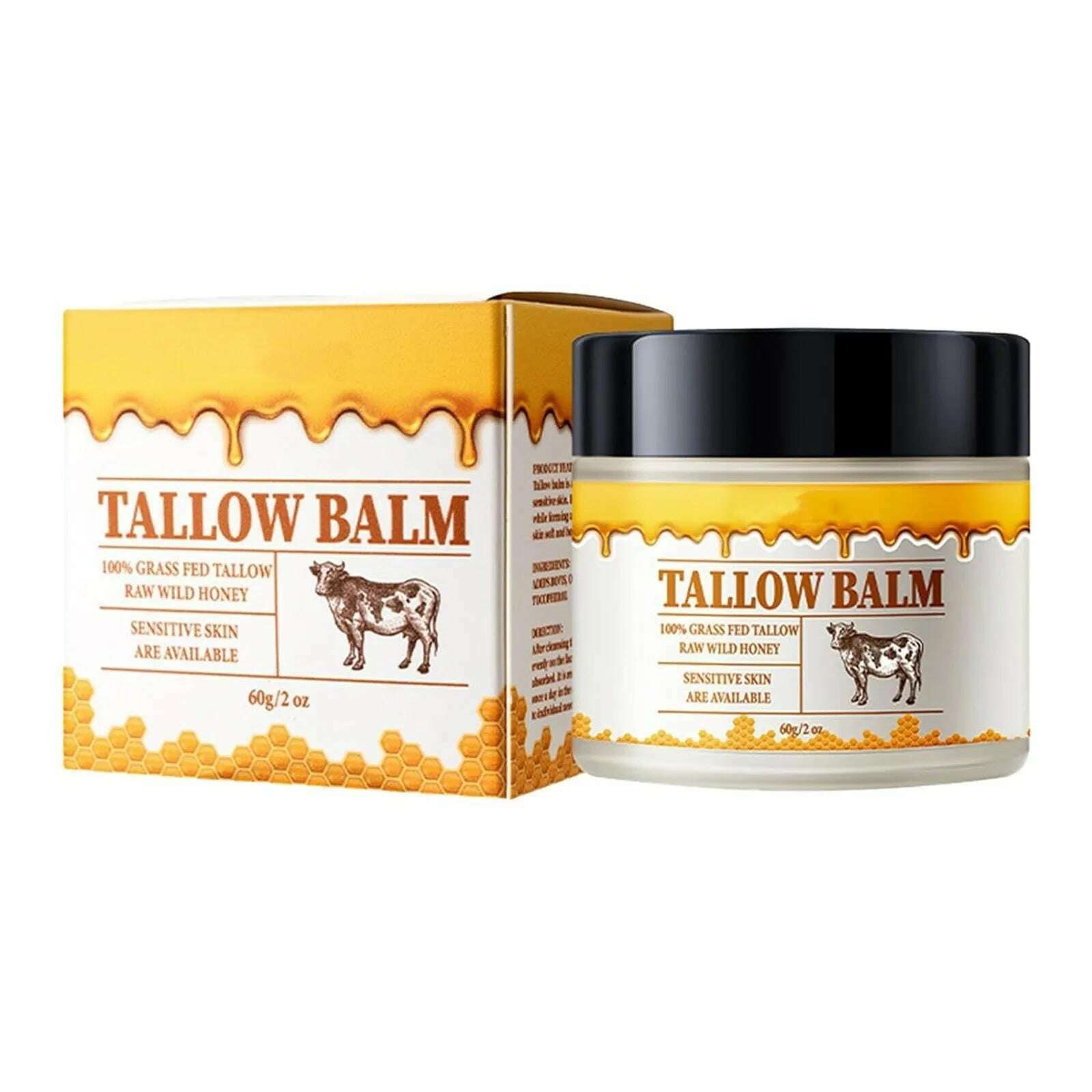 Beef Tallow Paste For Skin Care 60g Beef Neck Balm Grass Fed Tallow Wild Honey Face And Body Whipped Moisturizer For All Skin - KIMLUD