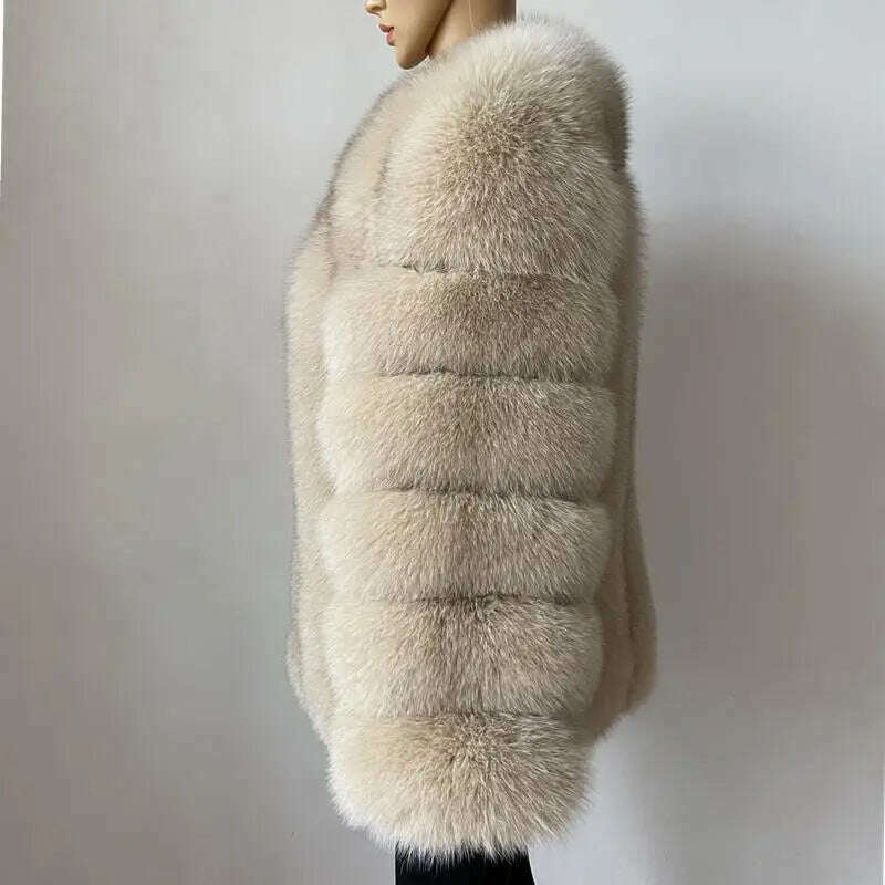 KIMLUD, BEIZIRU Winter Woman Real Fox Fur Coat Warm Fashion Natural  New Luxury Stylelong sleeve fashion girls jacket, KIMLUD Womens Clothes