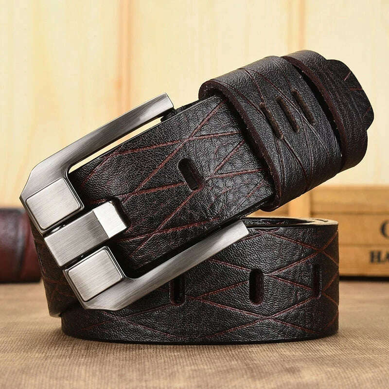 belt male leather belt men genuine leather strap luxury pin buckle casual men belt ancy vintage jeans high quality - KIMLUD