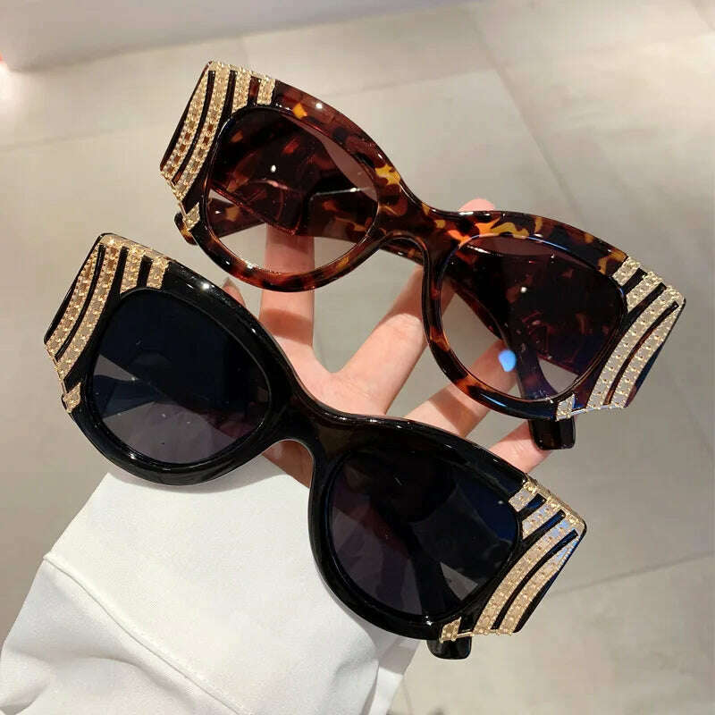 KIMLUD, Big Frame Cat Eye Sunglasses Women Fashion Vintage Trendy Sun Glasses Punk Oversized Luxury Brand Designer Sexy Ladies Shades, KIMLUD Womens Clothes