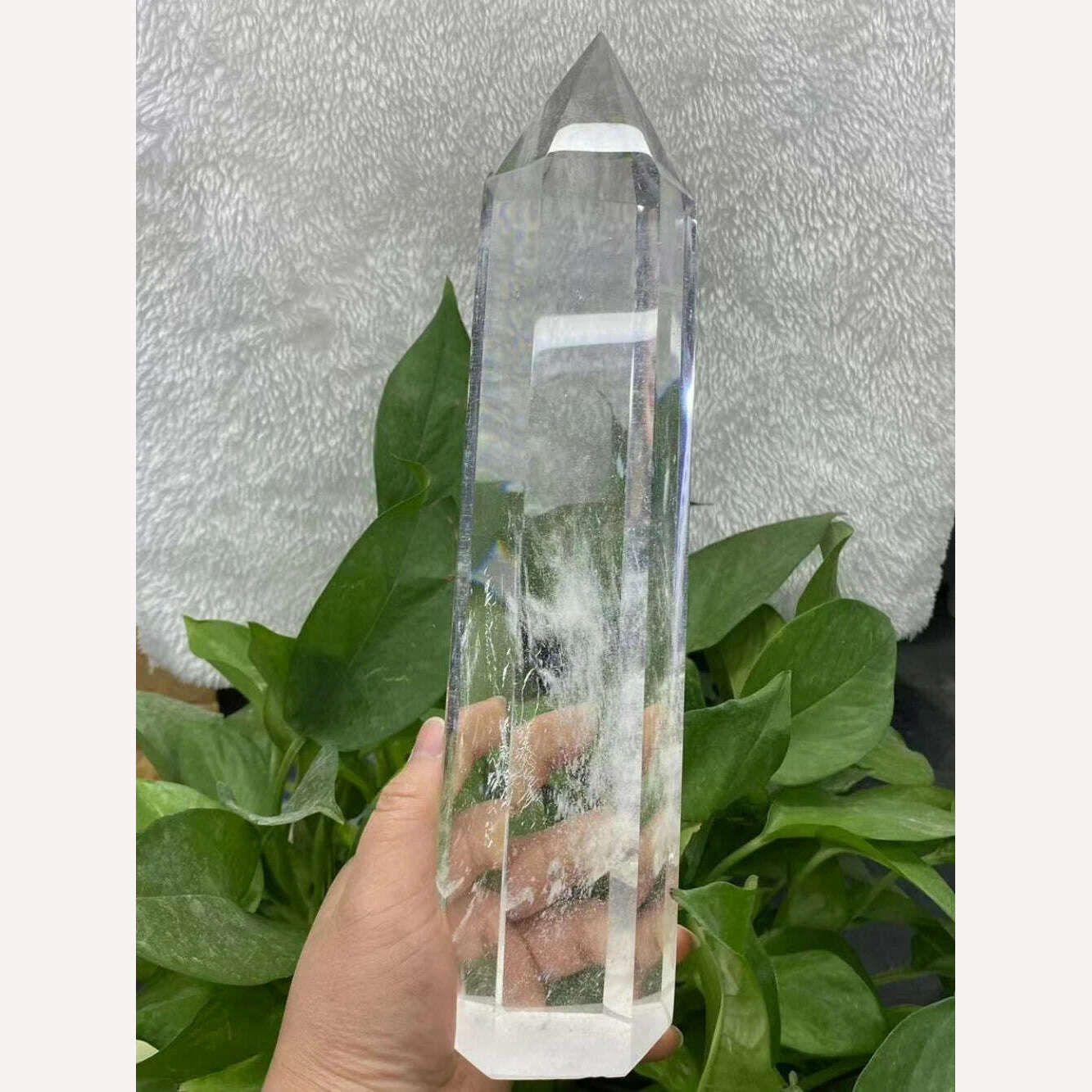 KIMLUD, Big size Clear Melting Stone Quartz Obelisk Crystal Wand Point Healing Fengshui for home decoration quartz point healing crystal, 700-900g, KIMLUD Womens Clothes