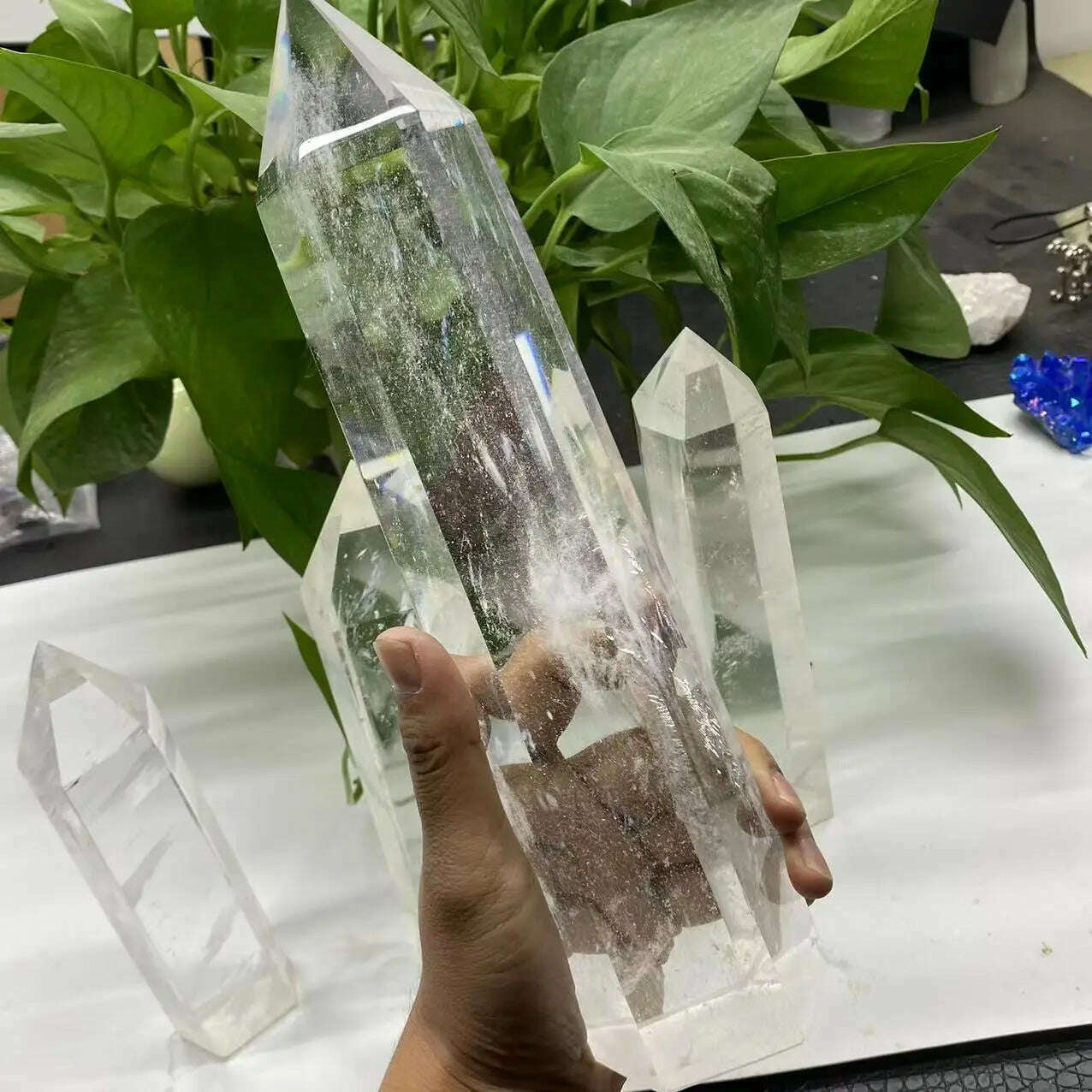 Big size Clear Melting Stone Quartz Obelisk Crystal Wand Point Healing Fengshui for home decoration quartz point healing crystal - KIMLUD