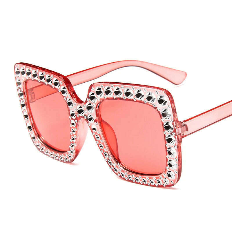 KIMLUD, Big Square Luxury Rhinestone Sunglasses Women Crystal Oversize Brand Designer Sun Glasses Vintage UV400 Female Oculos De Sol, KIMLUD Womens Clothes