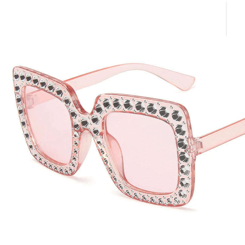 KIMLUD, Big Square Luxury Rhinestone Sunglasses Women Crystal Oversize Brand Designer Sun Glasses Vintage UV400 Female Oculos De Sol, KIMLUD Womens Clothes