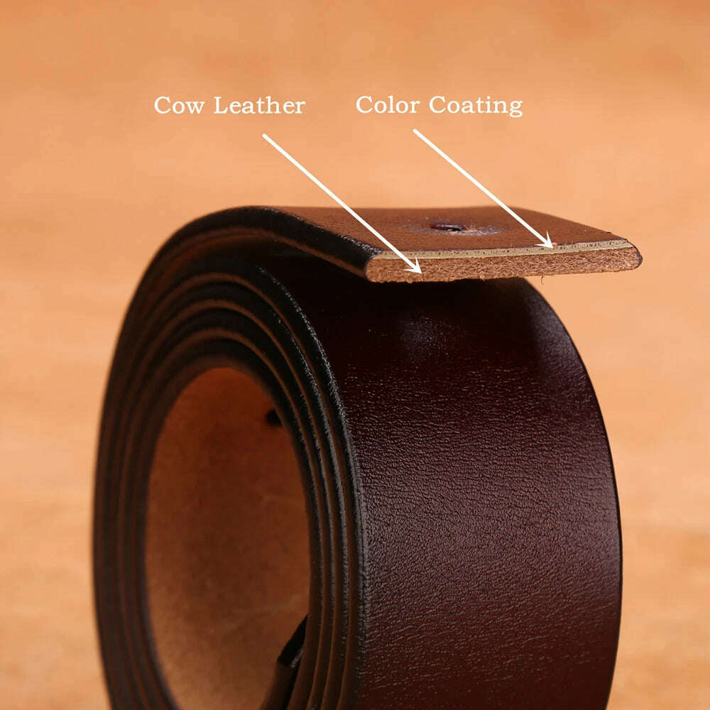 KIMLUD, BISON DENIM Men Belt For Men Cowskin Genuine Leather Personality Men belt Buckle Quality Male Brown Strap Vintage Jeans N71223, KIMLUD Womens Clothes