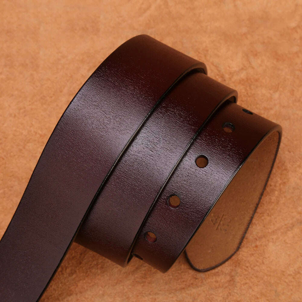 KIMLUD, BISON DENIM Men Belt For Men Cowskin Genuine Leather Personality Men belt Buckle Quality Male Brown Strap Vintage Jeans N71223, KIMLUD Womens Clothes
