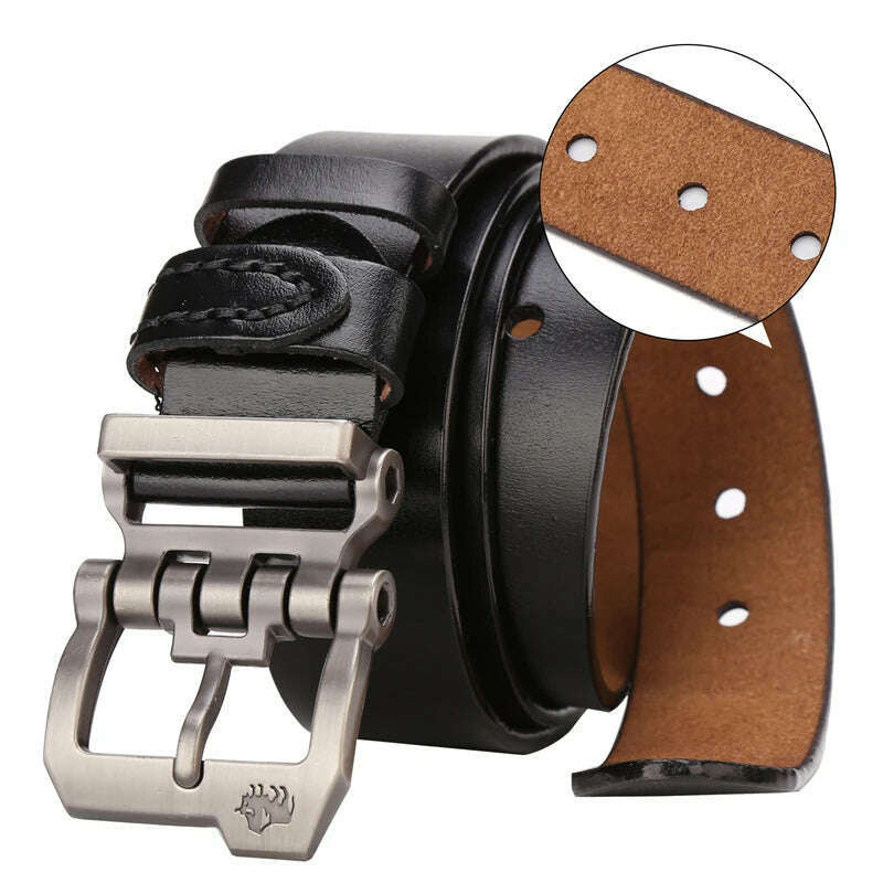 KIMLUD, BISON DENIM Men Belt For Men Cowskin Genuine Leather Personality Men belt Buckle Quality Male Brown Strap Vintage Jeans N71223, N71223-1BM / 115CM, KIMLUD APPAREL - Womens Clothes