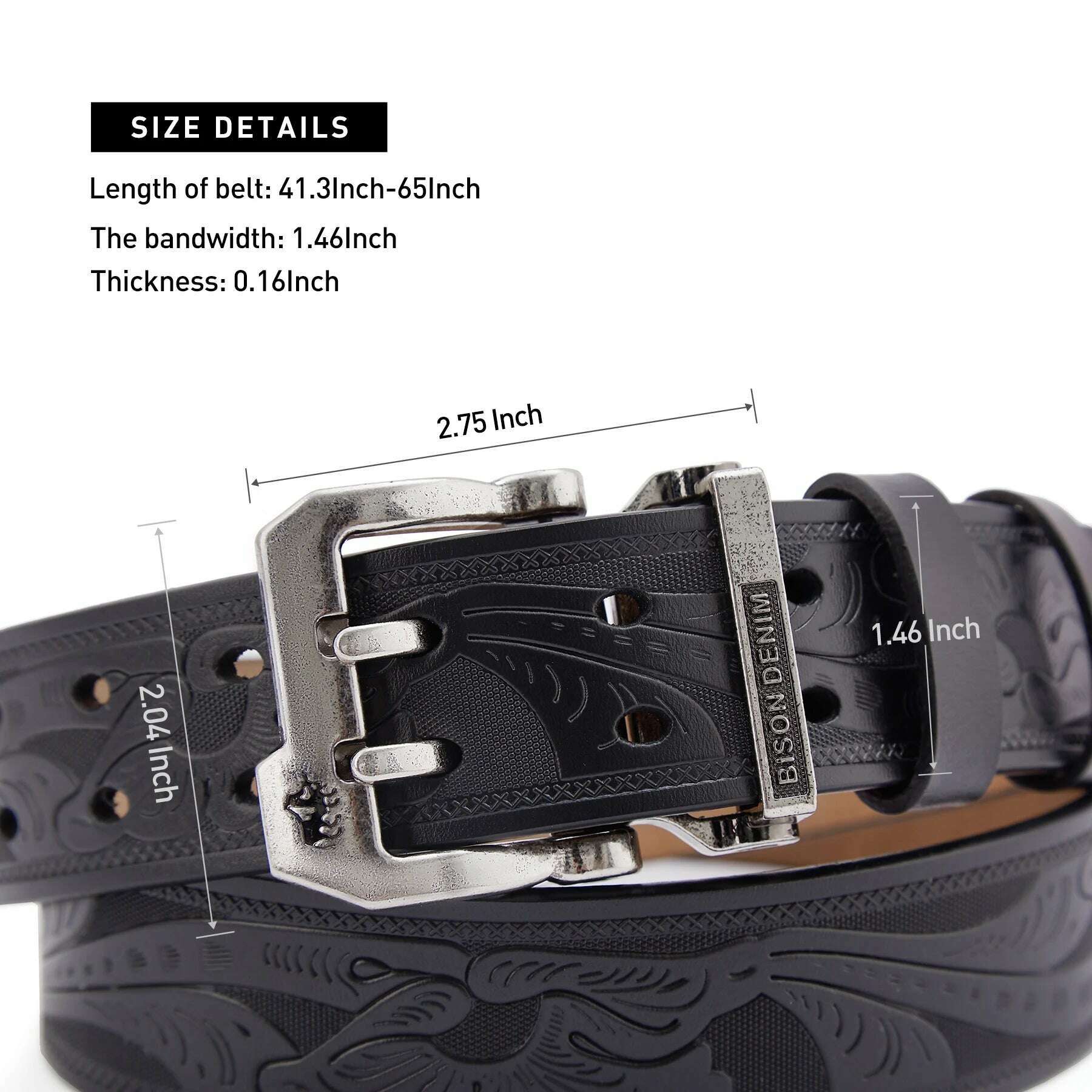 BISON DENIM Men Belts Cow Split Genuine Leather Pin Buckle Business Waist Straps Retro Pin Buckle Fancy Male Belt For Jeans - KIMLUD