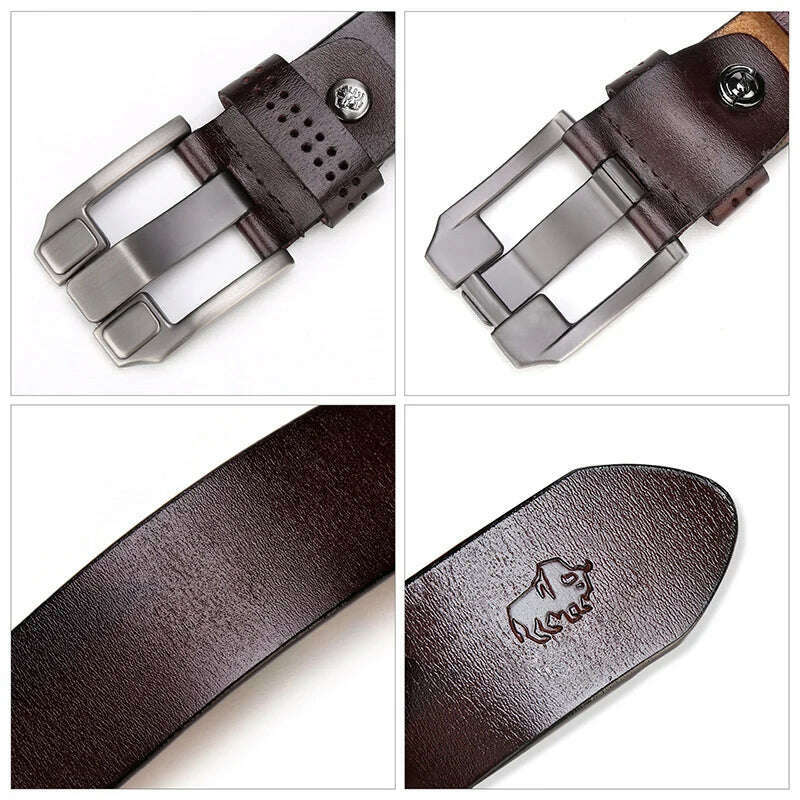 BISONDENIM Men Belt Male High Quality Leather Belt Men Male Genuine Leather Strap Luxury Pin Buckle Fancy Vintage Jeans N71018 - KIMLUD