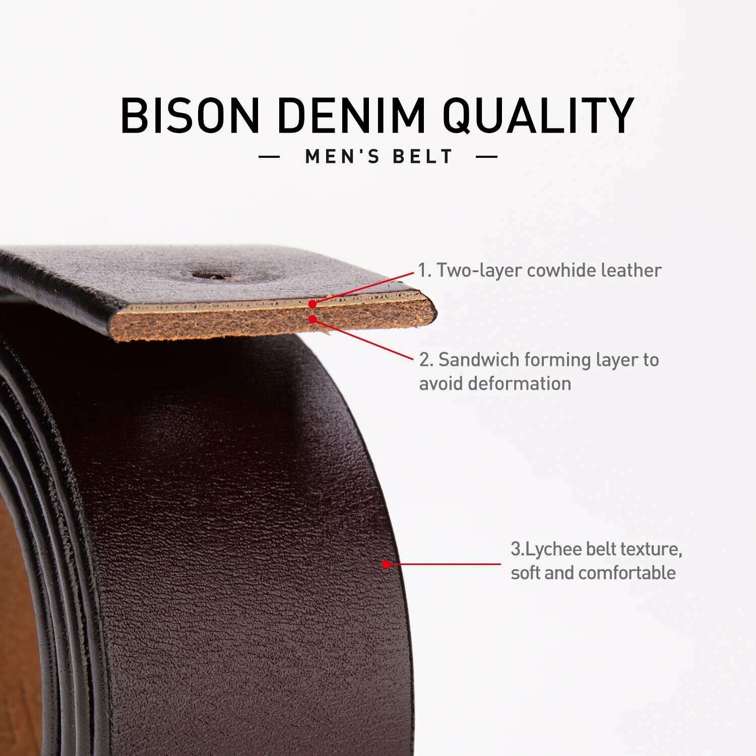 BISONDENIM Men Belt Male High Quality Leather Belt Men Male Genuine Leather Strap Luxury Pin Buckle Fancy Vintage Jeans N71018 - KIMLUD