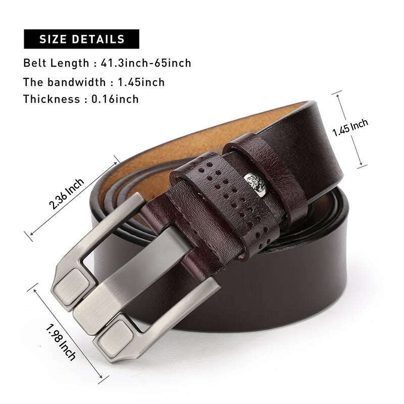 BISONDENIM Men Belt Male High Quality Leather Belt Men Male Genuine Leather Strap Luxury Pin Buckle Fancy Vintage Jeans N71018 - KIMLUD