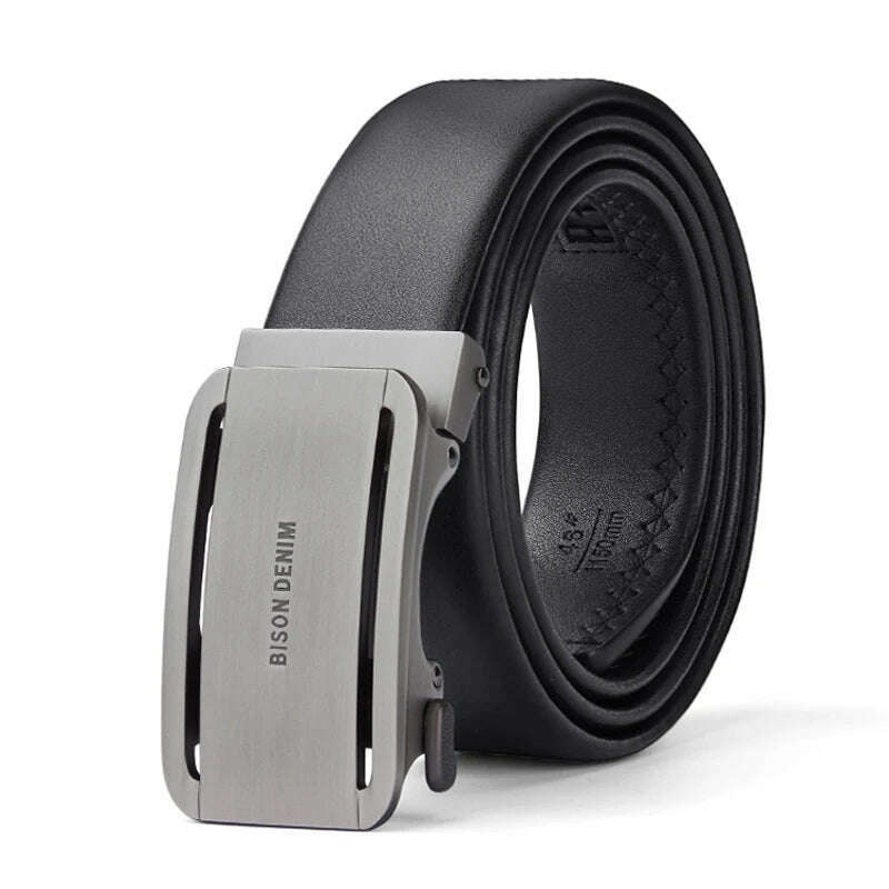 BISONDENIM Mens Business Style Belt Black Strap Male Waistband Automatic Buckle Belts For Men Top Quality Girdle Belts For Jeans - KIMLUD