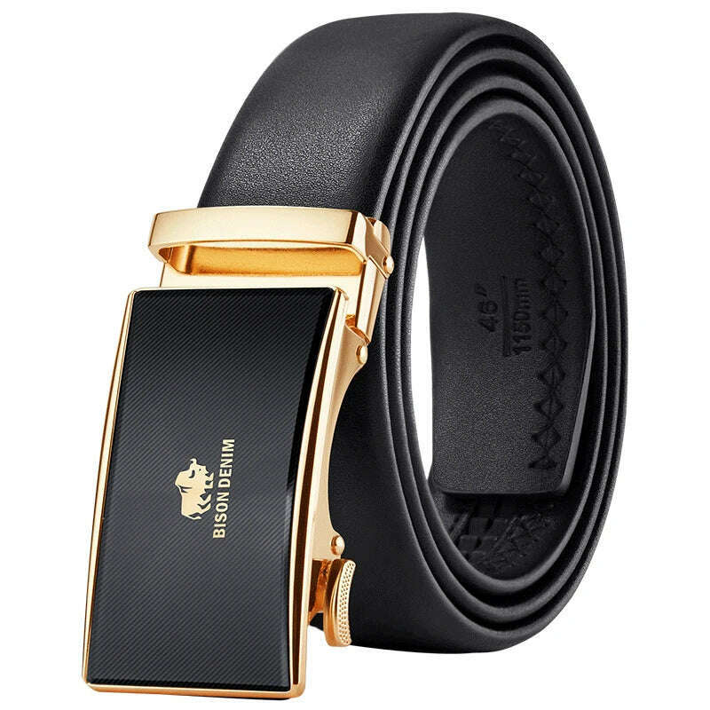 KIMLUD, BISONDENIM New Male Automatic Buckle Belts For Men Authentic Girdle Trend Men's Belts Ceinture Fashion Designer Women Jean Belt, KIMLUD Womens Clothes