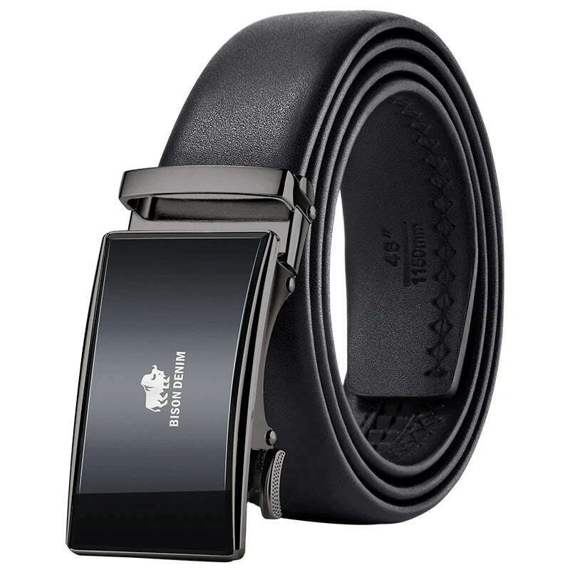 KIMLUD, BISONDENIM New Male Automatic Buckle Belts For Men Authentic Girdle Trend Men's Belts Ceinture Fashion Designer Women Jean Belt, N71769-1B / 115cm, KIMLUD Womens Clothes