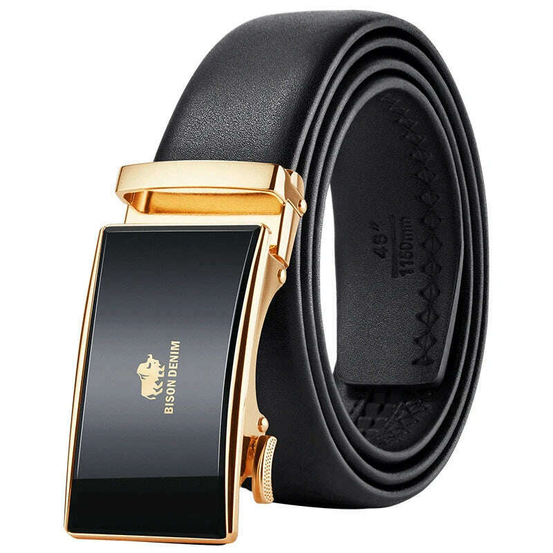 KIMLUD, BISONDENIM New Male Automatic Buckle Belts For Men Authentic Girdle Trend Men's Belts Ceinture Fashion Designer Women Jean Belt, N71769-2B / 110cm, KIMLUD Womens Clothes