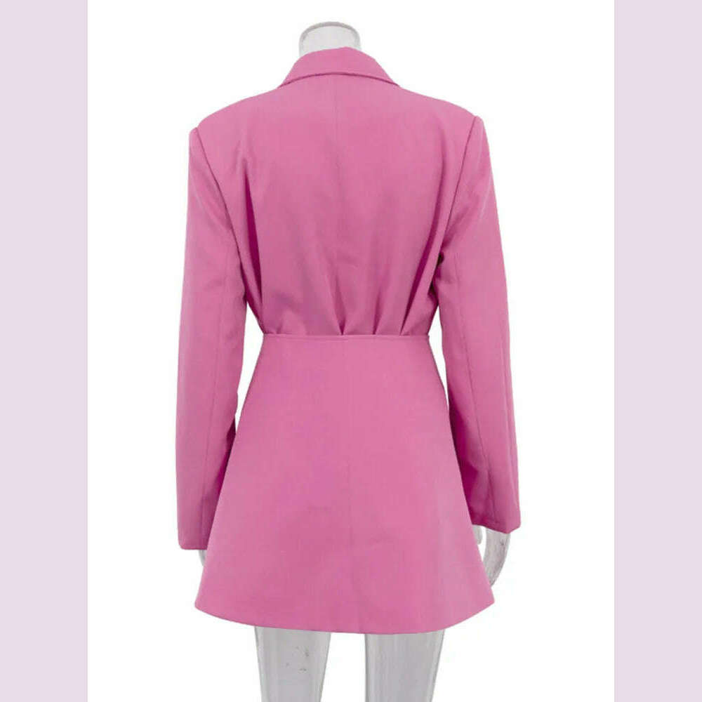 KIMLUD, BJTZ 2024 Women's Spring Design Sense French Style Pink West Dress Waist Cover Set Long Sleeve Loose Waist Slim Casual Coat, KIMLUD Womens Clothes