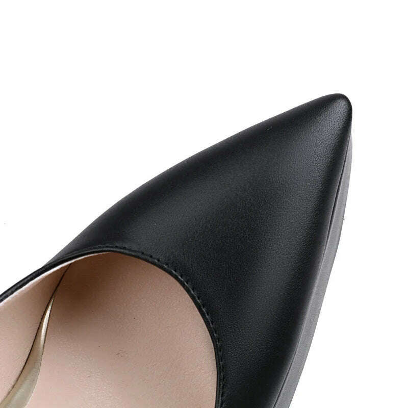 KIMLUD, Black Beige Women High Heel Shoes Platform Square High Heel Ladies Pumps PU Leather Pointed Toe Shallow Party Women's Shoes, KIMLUD Womens Clothes