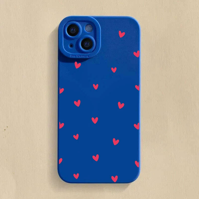 Black Love Heart Phone Case For iPhone 16 14 15 13 12 11 Pro Max X XR XS 7 8 15 16 Plus SE 2020 Shockproof Silicone Soft Cover - KIMLUD