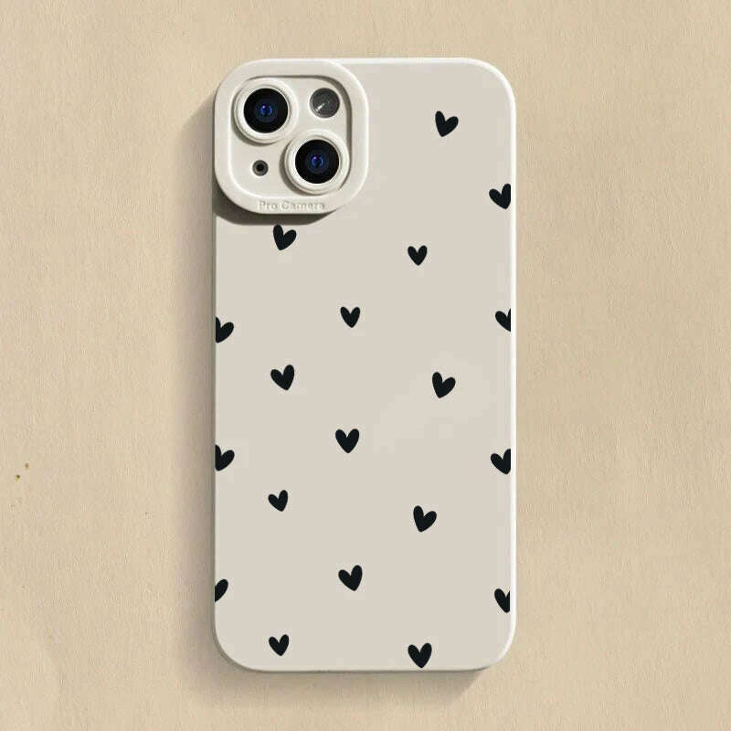 KIMLUD, Black Love Heart Phone Case For iPhone 16 14 15 13 12 11 Pro Max X XR XS 7 8 15 16 Plus SE 2020 Shockproof Silicone Soft Cover, 5 / For iPhone 12Pro Max, KIMLUD APPAREL - Womens Clothes