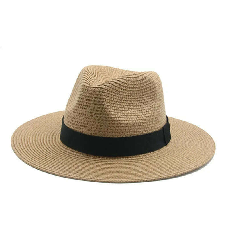 KIMLUD, Black Ribbon Panama Straw Hat Flat Eaves Outdoor Spring and Summer Sunshade Beach Hats for Women, 2, KIMLUD APPAREL - Womens Clothes