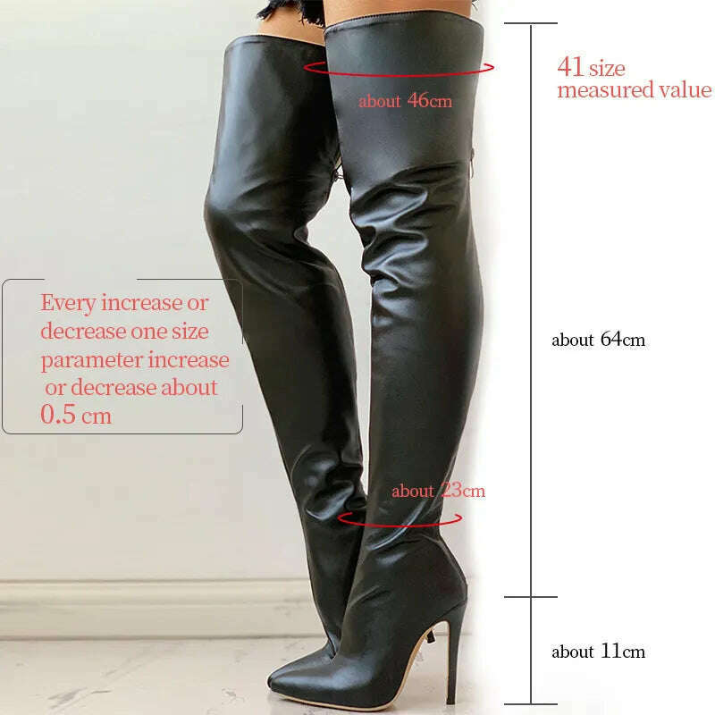 KIMLUD, Black Sexy Over The Knee Boots For Women High Heels Shoes Ladies Thigh High Boots 2023 Winter Big Size 47 Long Boots Female Shoe, KIMLUD Womens Clothes