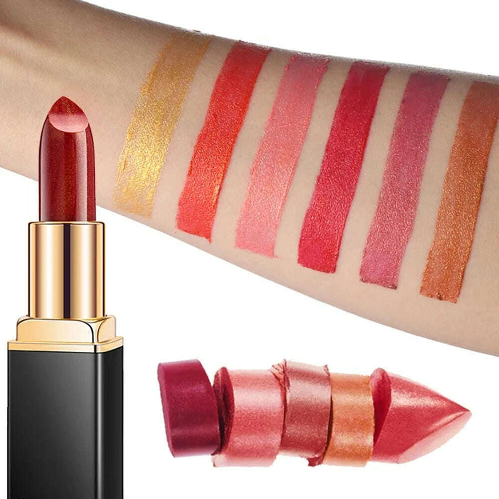 KIMLUD, Black tube gold shiny lipstick, pearl moisturizing lipstick 9 colors available, KIMLUD Womens Clothes