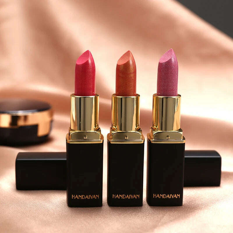 KIMLUD, Black tube gold shiny lipstick, pearl moisturizing lipstick 9 colors available, KIMLUD Womens Clothes