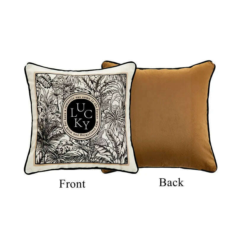 Black White Velvet Floral Square Throw Pillow Cover Retro Cushion Case Modern Zippered Pillowcase for Sofa Couch Bedroom Home - KIMLUD