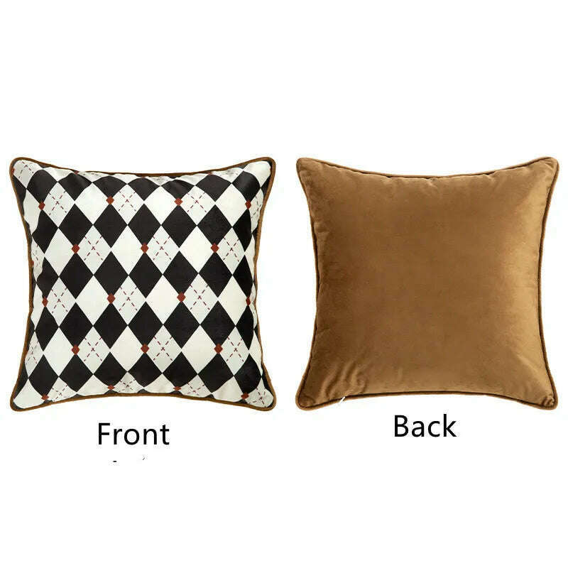 Black White Velvet Floral Square Throw Pillow Cover Retro Cushion Case Modern Zippered Pillowcase for Sofa Couch Bedroom Home - KIMLUD