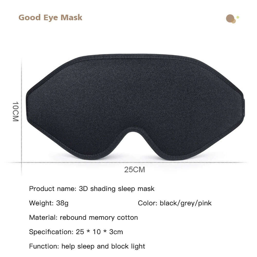 KIMLUD, Blackout 3D Sleep Mask Memory Foam Eye Shade Breathable Eye Patch Travel Smooth Slaapmasker Relax Sleeping Aid Women Men, KIMLUD Womens Clothes