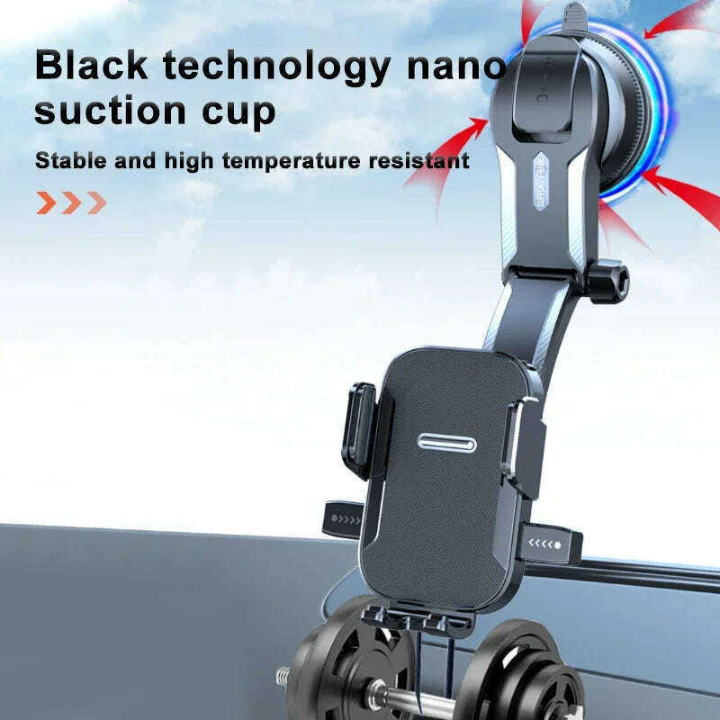 BLALION Car Phone Holder Stand Dashboard Mount 360° Rotatable Gravity Smartphone Holder With Extension Rod Bracket GPS Support - KIMLUD