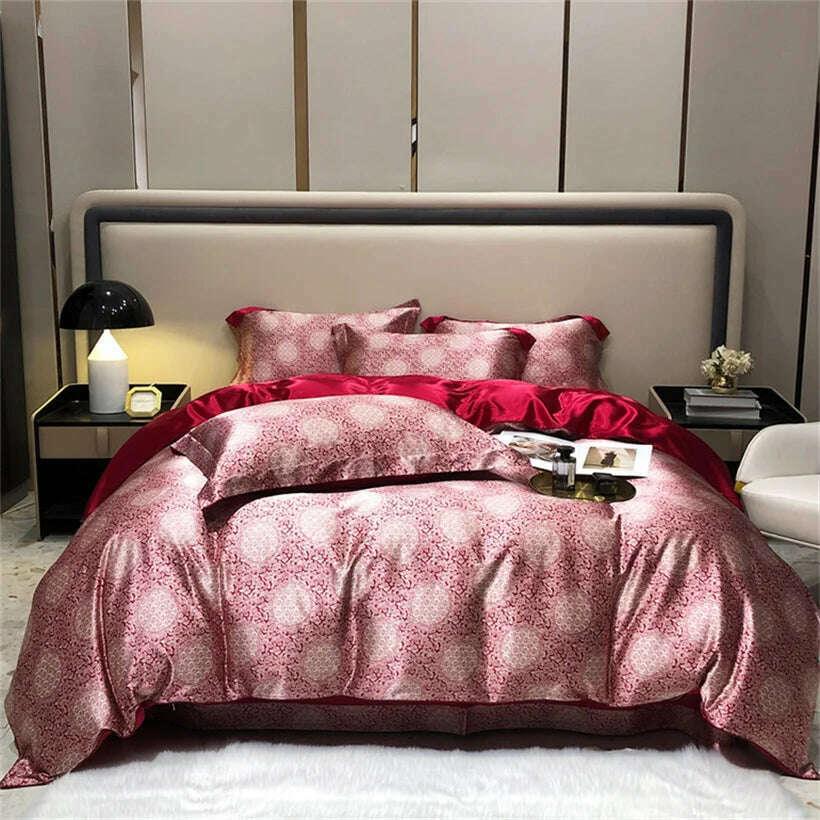 Blend Mulberry Silk 4 Pieces Bedding Set, 1PC Duvet Cover, 1PC Bed Sheet, 2PCS Pillowcases, Luxury Home Textiles Bedclothes - KIMLUD