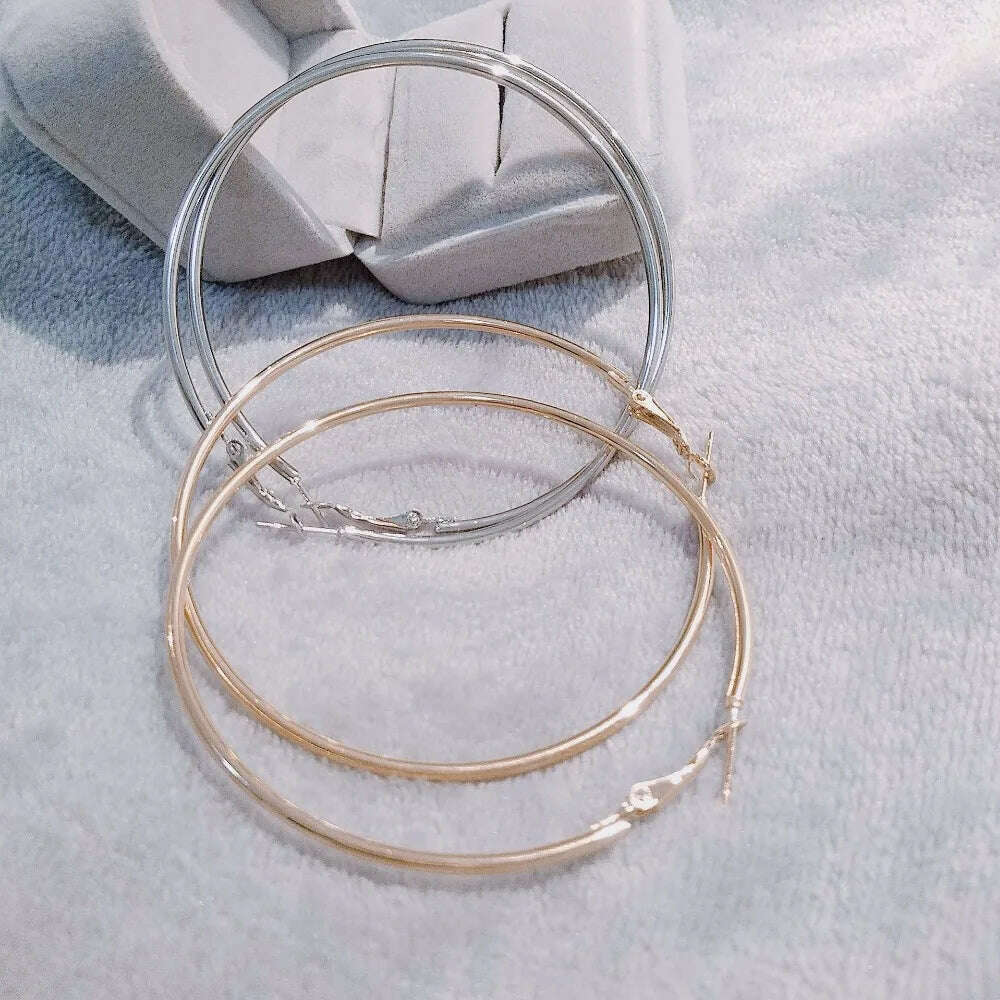 BLIJERY Trendy Large Hoop Earrings Big Smooth Circle Earrings Basketball Brincos Celebrity Brand Loop Earrings for Women Jewelry - KIMLUD