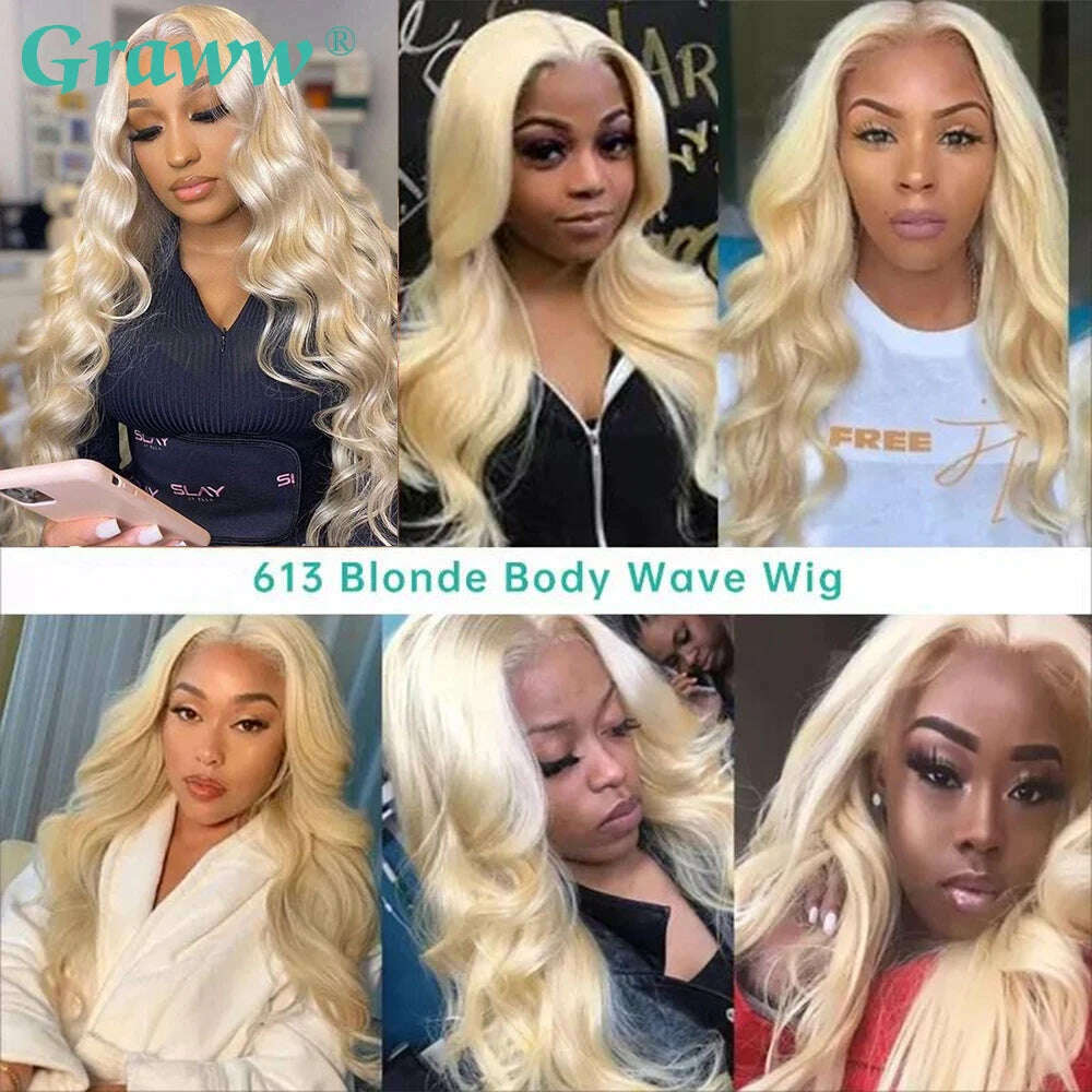 KIMLUD, Blonde Body Wave Lace Front Wig HD Transparent Lace 13x4 13x6 Human Hair 613 Glueless Pre Plucked Full Frontal Wigs For Women, KIMLUD Womens Clothes