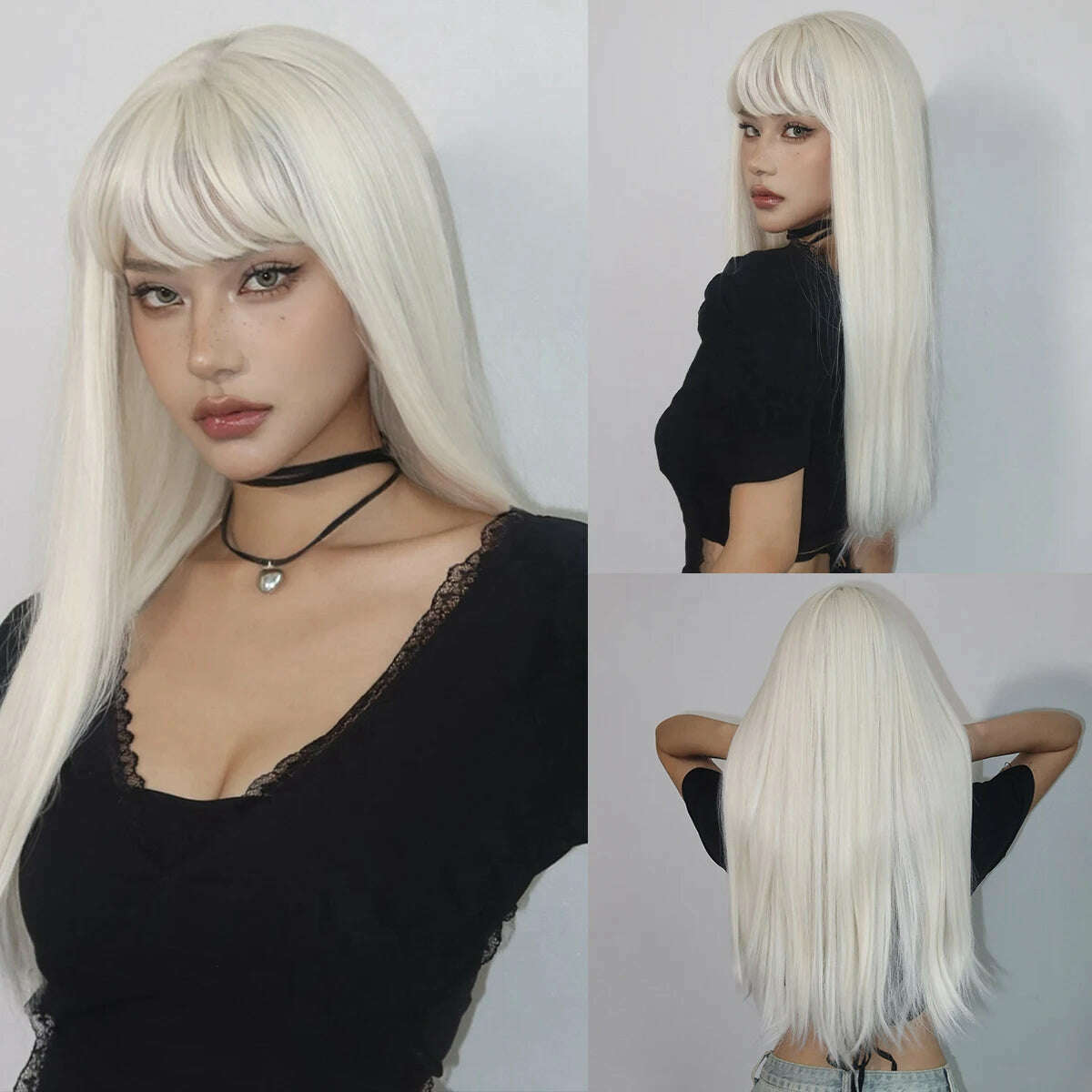 Blonde Golden Synthetic Wigs Long Straight Hair Natural Wig for Women Middle Part Wigs Cosplay Party Heat Resistant Fake Hair - KIMLUD