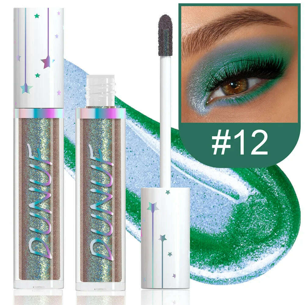 KIMLUD, Blue Glitter Pearlescent Eyeshadow Stick Waterproof Shiny Highlighter Cosmetic Matte Metallic Liquid Eye Shadow Makeup 24 Colors, 12, KIMLUD APPAREL - Womens Clothes