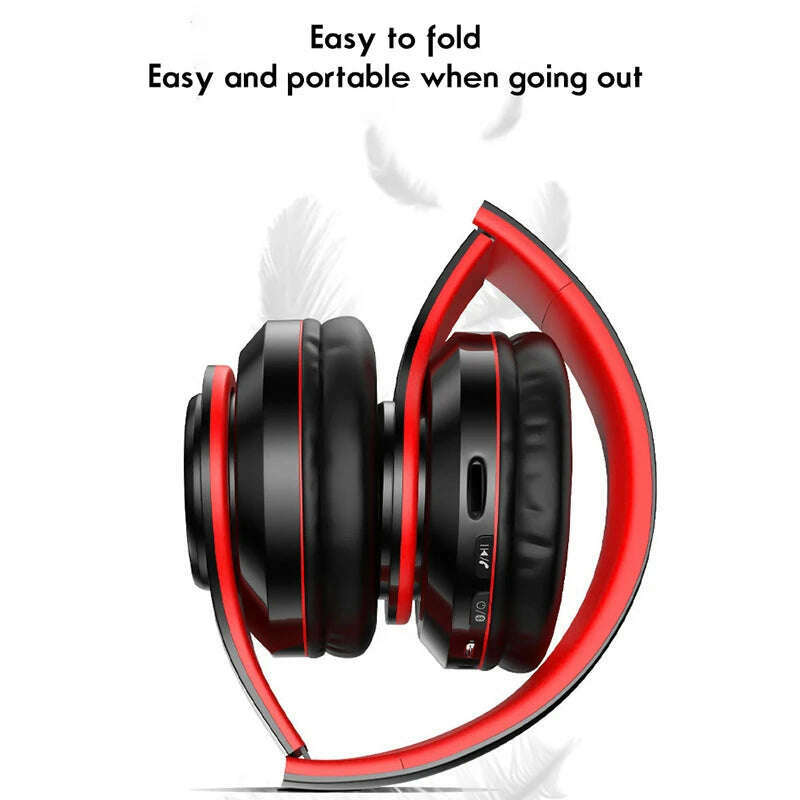 Bluetooth Headset Wireless Headphones Foldable HiFi Stereo Earphone With Mic Support SD Card For Xiaomi 10 9 Huawei P30 Phone - KIMLUD