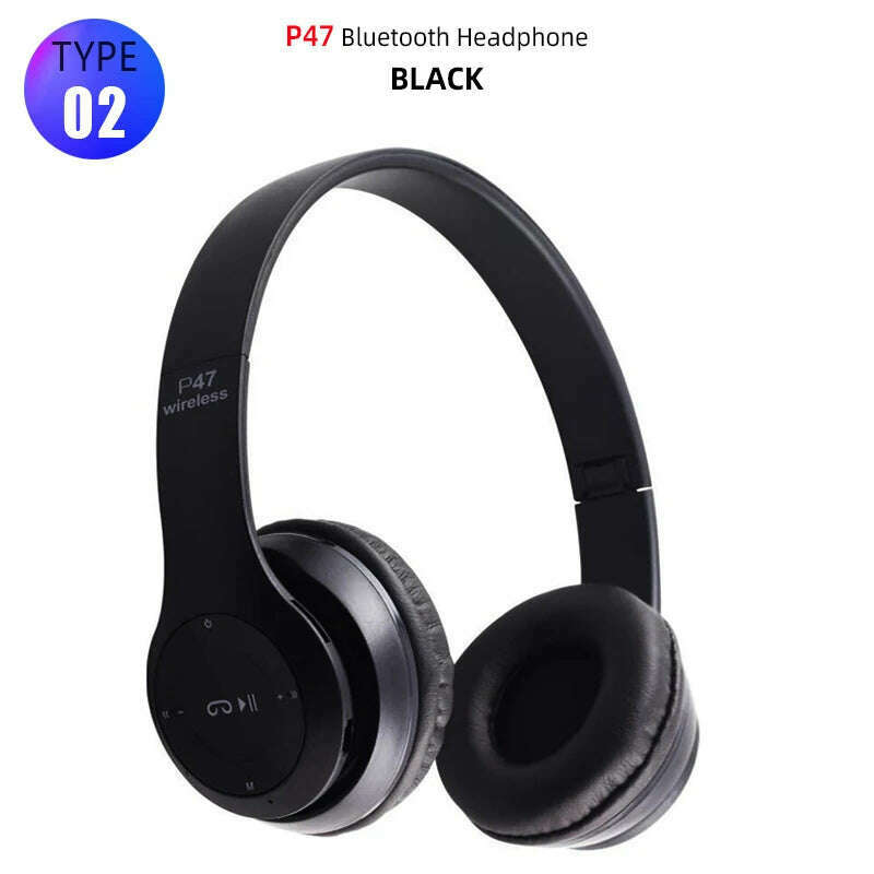 Bluetooth Headset Wireless Headphones Foldable HiFi Stereo Earphone With Mic Support SD Card For Xiaomi 10 9 Huawei P30 Phone - KIMLUD