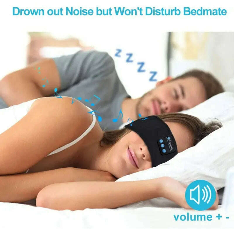 Bluetooth Sleeping Headphones Sports Headband Thin Soft Elastic Comfortable Wireless Music Earphones Eye Mask for Side Sleeper - KIMLUD