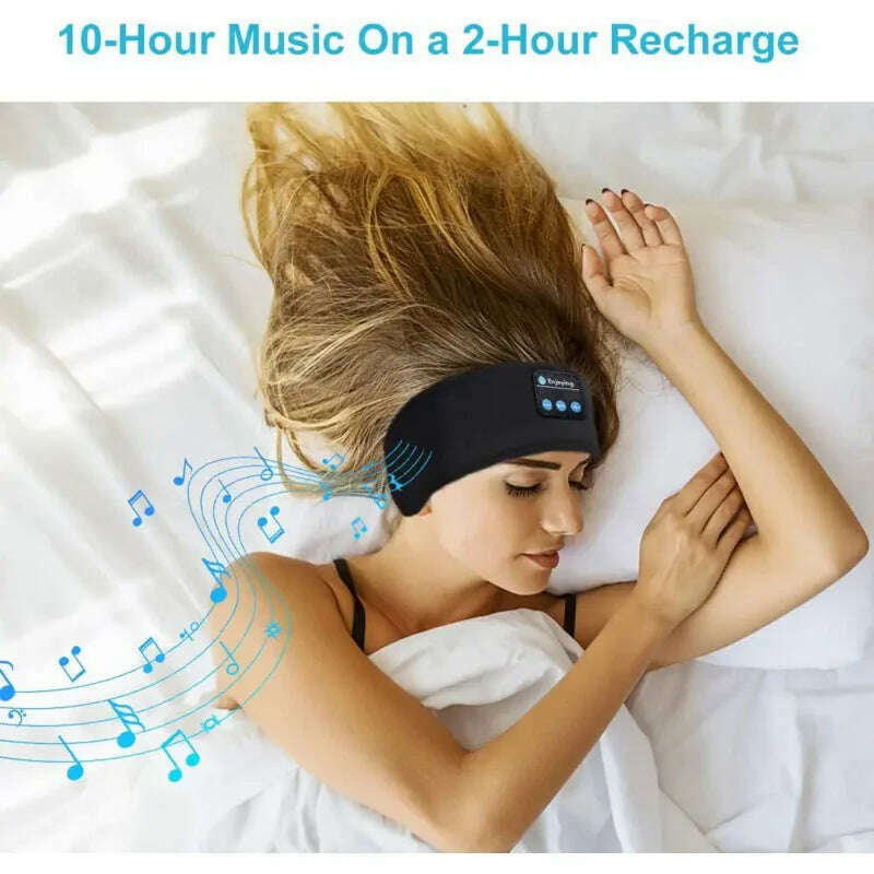 Bluetooth Sleeping Headphones Sports Headband Thin Soft Elastic Comfortable Wireless Music Earphones Eye Mask for Side Sleeper - KIMLUD