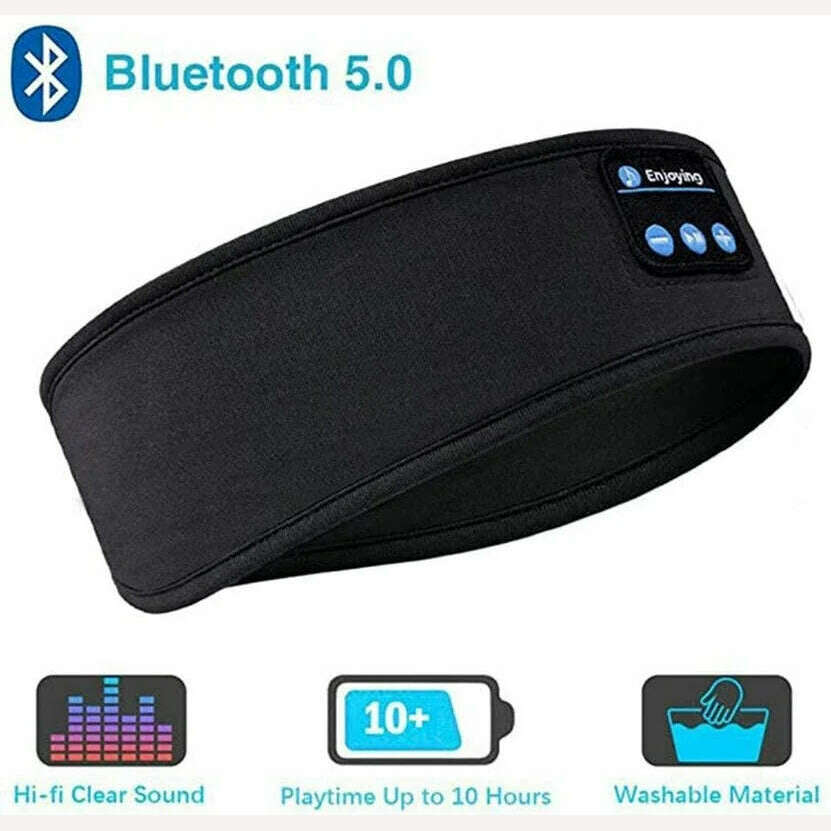 Bluetooth Sleeping Headphones Sports Headband Thin Soft Elastic Comfortable Wireless Music Earphones Eye Mask for Side Sleeper - KIMLUD