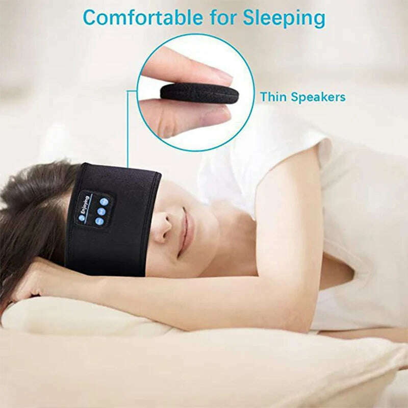 Bluetooth Wireless Headphones Sleep Eye Mask Headset Soft Elastic Comfortable Sports Headband Bluetooth Music Earphone - KIMLUD