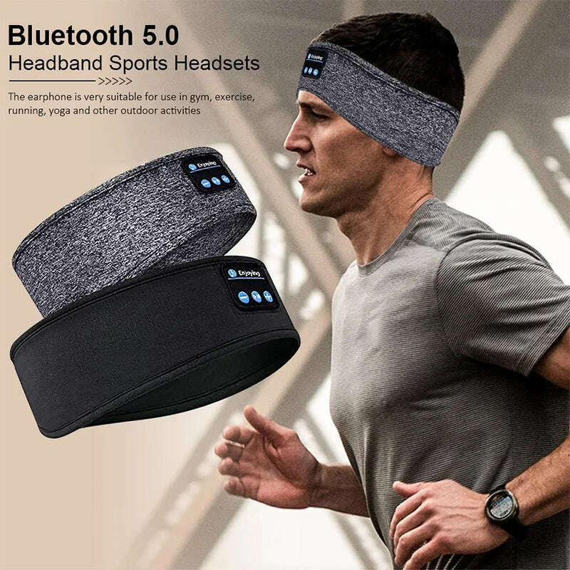 Bluetooth Wireless Headphones Sleep Eye Mask Headset Soft Elastic Comfortable Sports Headband Bluetooth Music Earphone - KIMLUD