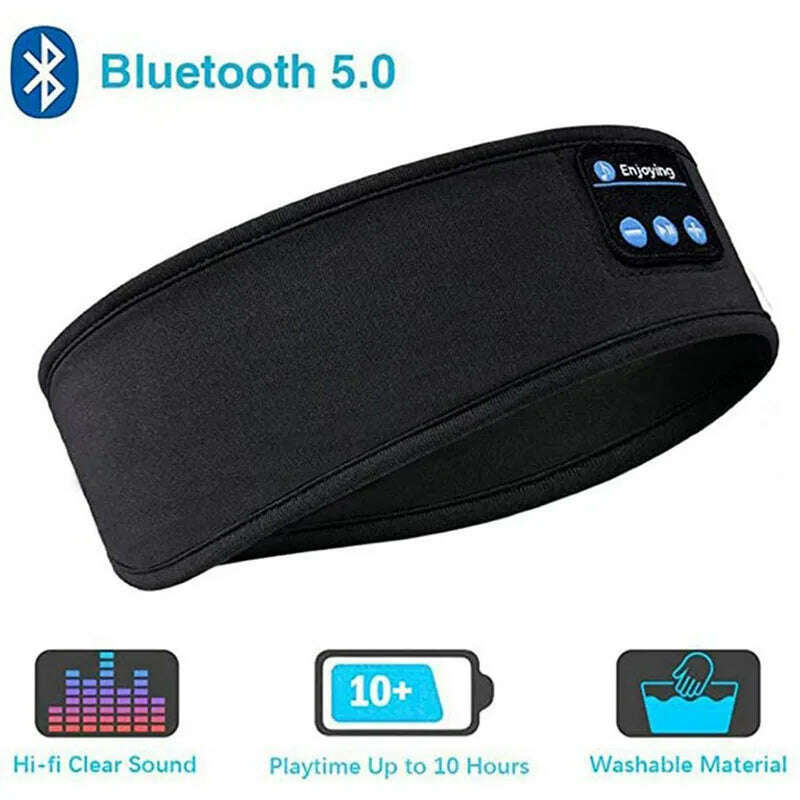 Bluetooth Wireless Headphones Sleep Eye Mask Headset Soft Elastic Comfortable Sports Headband Bluetooth Music Earphone - KIMLUD