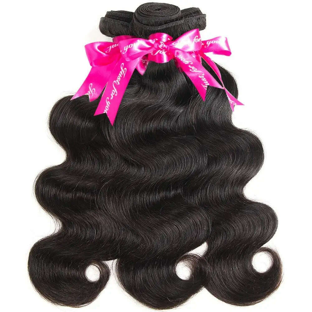 Body Wave Bundles Human Hair Brazilian Virgin Hair Loose Body Wave Extensions Unprocessed Human Hair Wavy Bundles Natural Black - KIMLUD