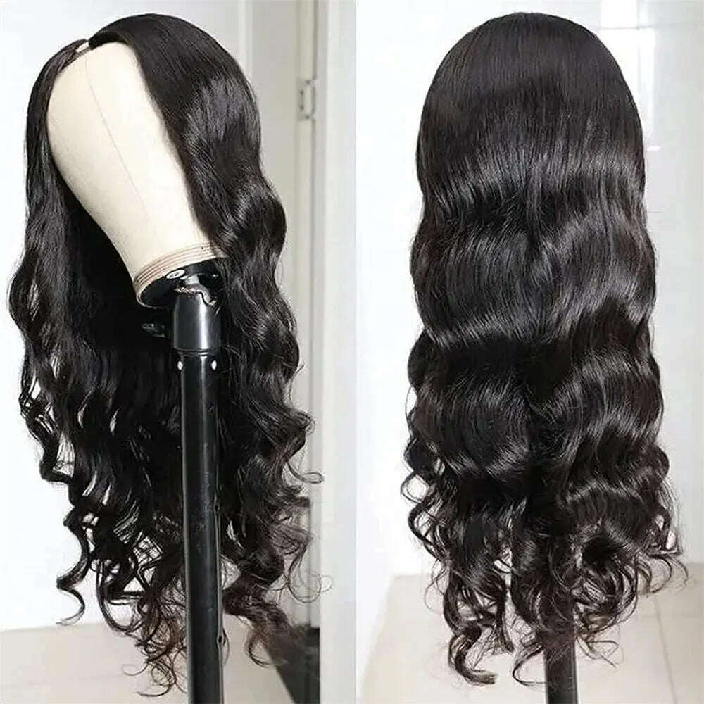 KIMLUD, Body Wave V Part Wig Human Hair No Leave Out Thin Part Brazilian Glueless Wavy Upgrade Wig For Women U Part Wig 12-30 Inch, KIMLUD Womens Clothes