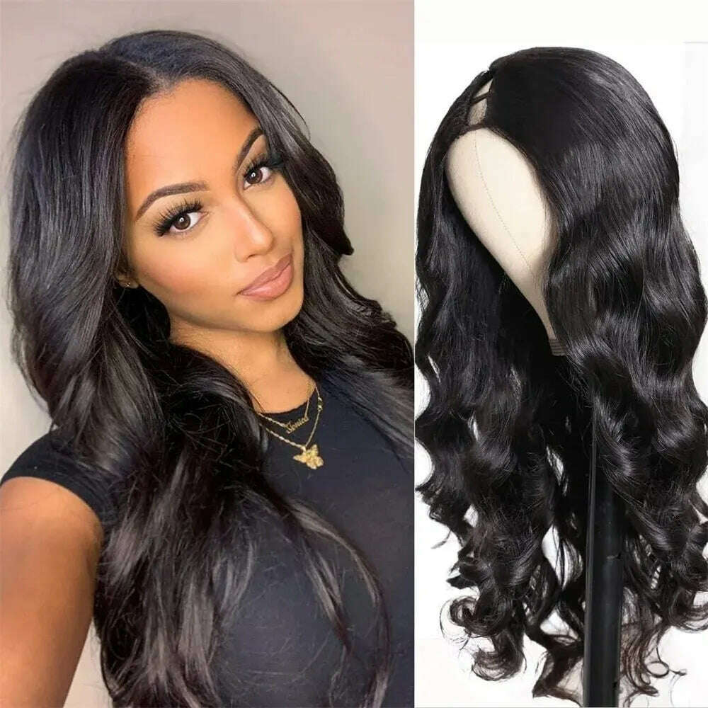 KIMLUD, Body Wave V Part Wig Human Hair No Leave Out Thin Part Brazilian Glueless Wavy Upgrade Wig For Women U Part Wig 12-30 Inch, 18inches / V Part Wig, KIMLUD Womens Clothes