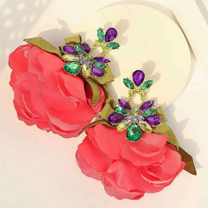 Bohemian Flowers Big Dangle Earrings For Women Trendy Luxury Vintage Fairy Wedding Party Jewelry Accessoies - KIMLUD