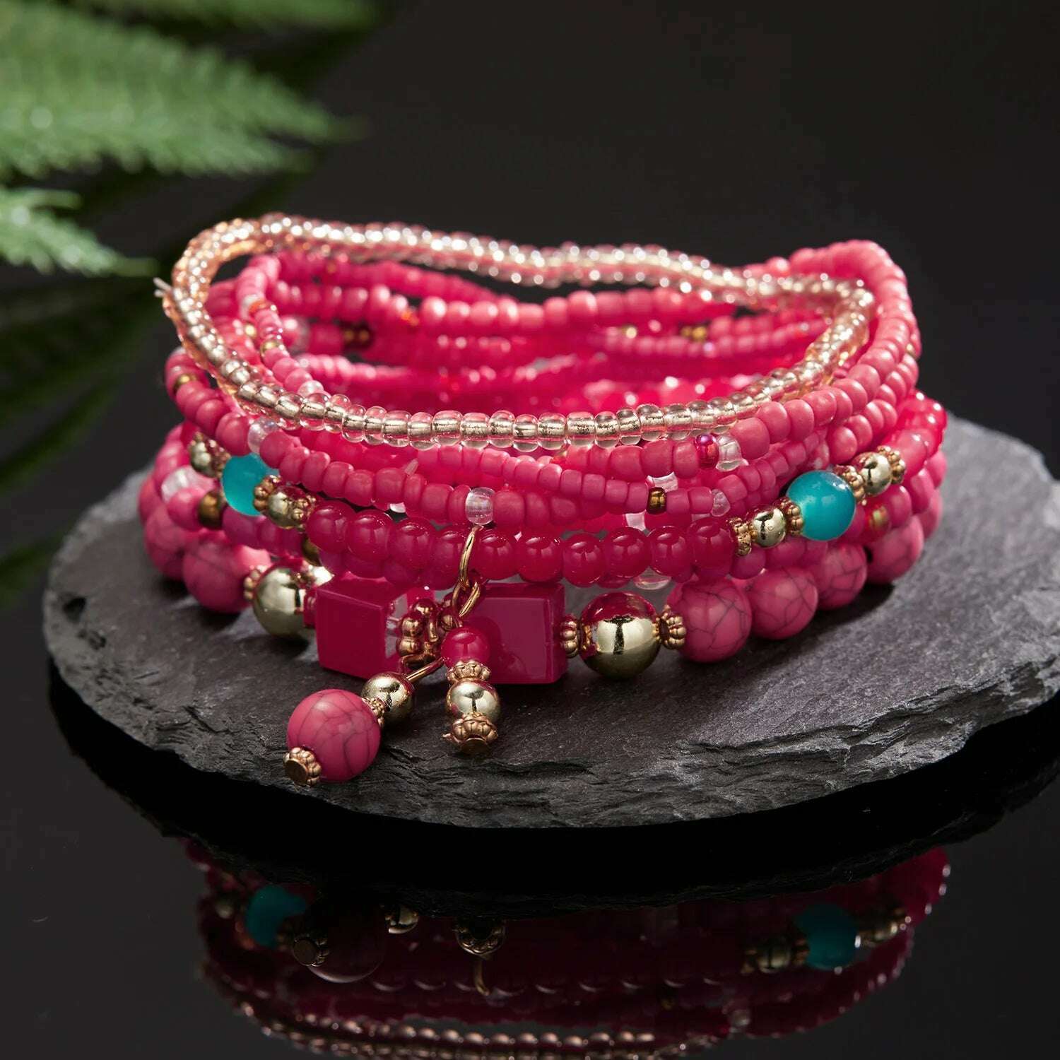 Bohemian Handmade Braided Resin Beaded Bracelets For Women Summer Colorful Natural Stone Geometric Chain Bangle Girls Jewelry - KIMLUD