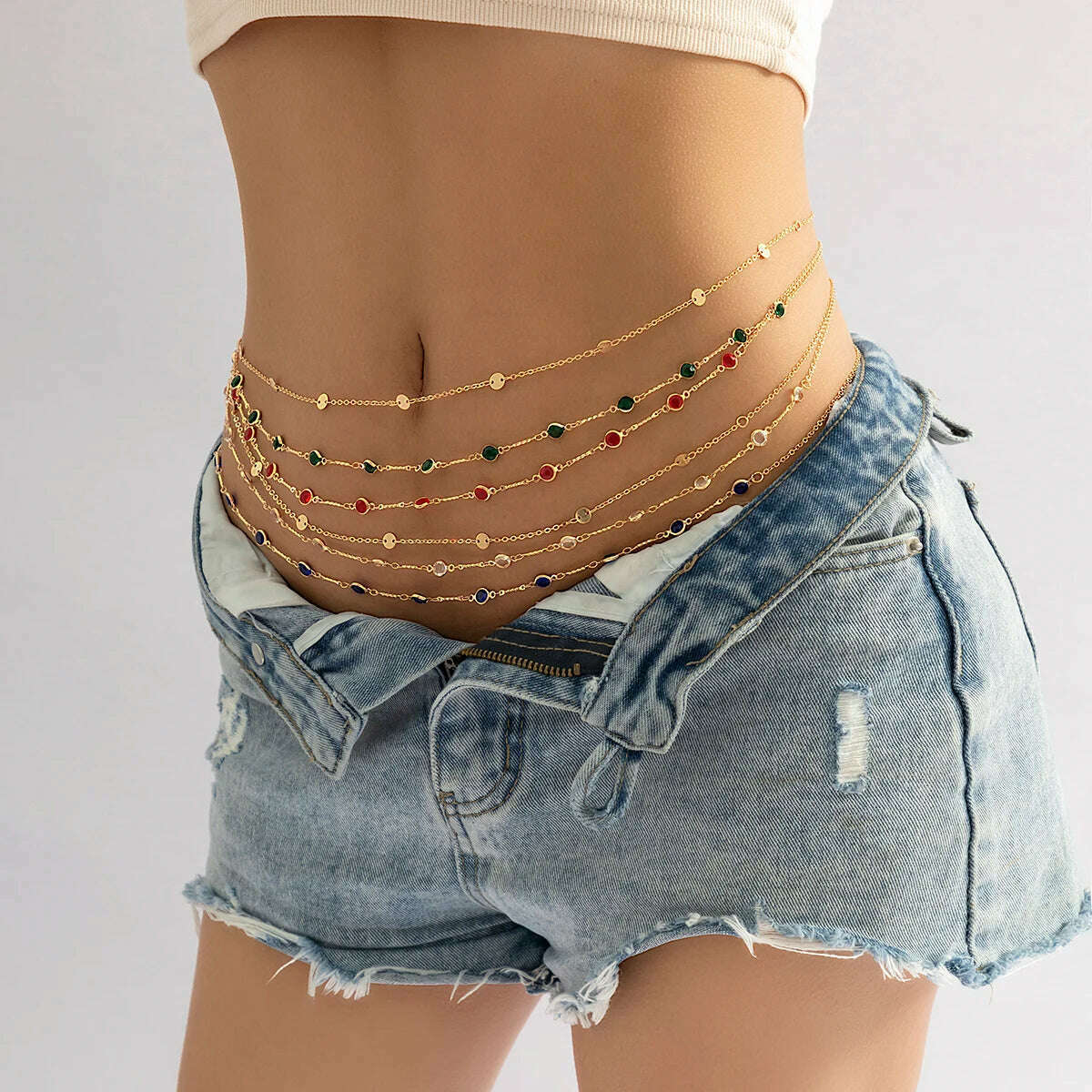 KIMLUD, Boho Crystal Zircon Waist Beads Belly Belt Chain Summer Beach Bikini Rave Festival Sexy Accessories for Women Body Jewelry New, KIMLUD Womens Clothes